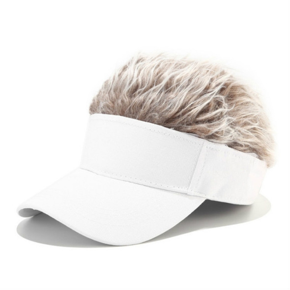 Unisex Fashion Outdoor Sunshade Baseball Cap with Wig, Size: One Size(Adult White Brown \Wig )