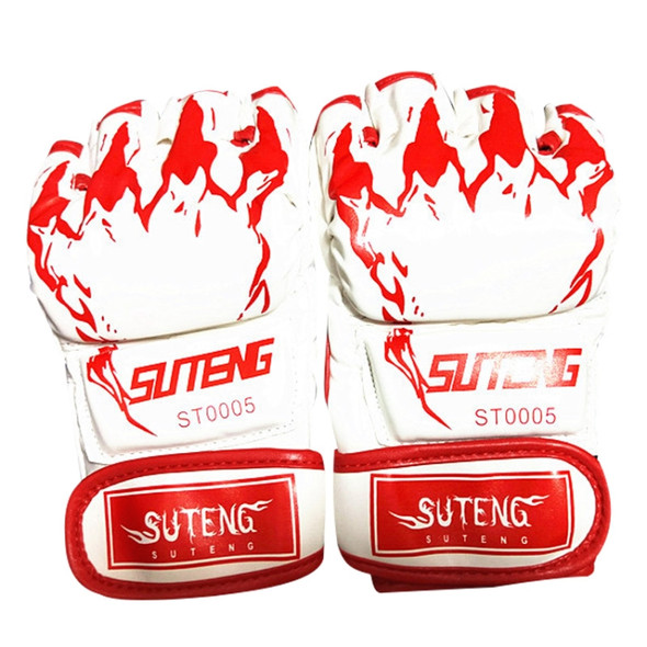 SUTENG Half Fingers Training Boxing Gloves for Adults(Red)