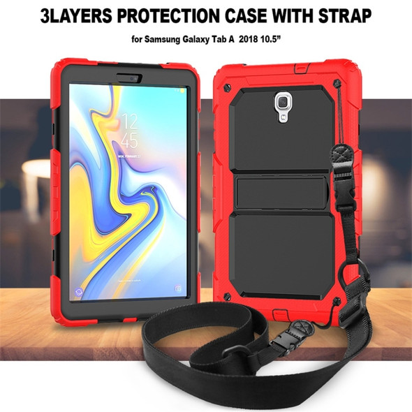 Shockproof PC + Silica Gel Protective Case for Galaxy Tab A 10.5 T590, with Holder & Shoulder Strap (Grey)