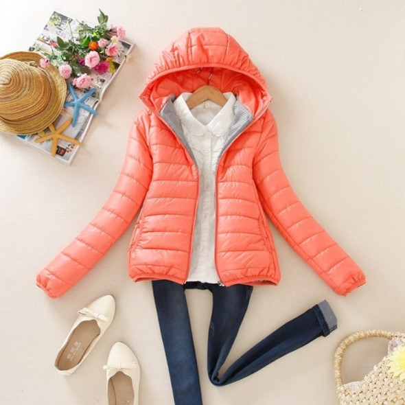 Warm Winter Parka Jacket Ladies Women Slim Short Coat, Size:M(Pink)