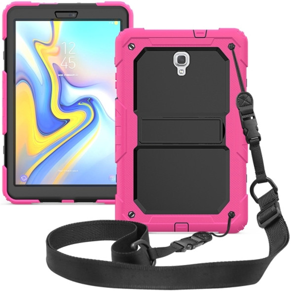 Shockproof PC + Silica Gel Protective Case for Galaxy Tab A 10.5 T590, with Holder & Shoulder Strap (Rose Red)