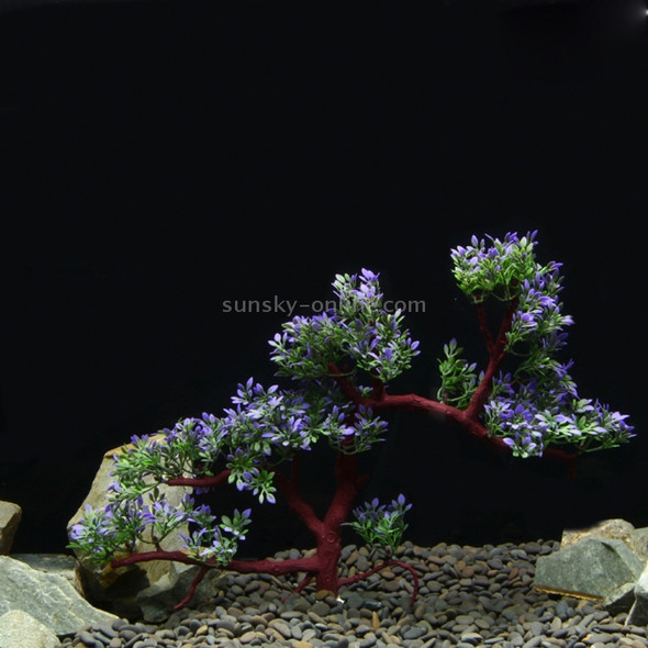 Artificial Tree Plant Grass Figurines Miniatures Aquarium Fish Tank Landscape, Size: 23.0 x 39.0cm(Purple)