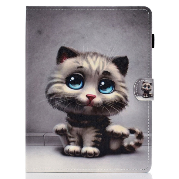 Colored Drawing Stitching Universal Horizontal Flip Leather Case, with Holder & Card Slots for 10 inch Tablet PC(Cat)