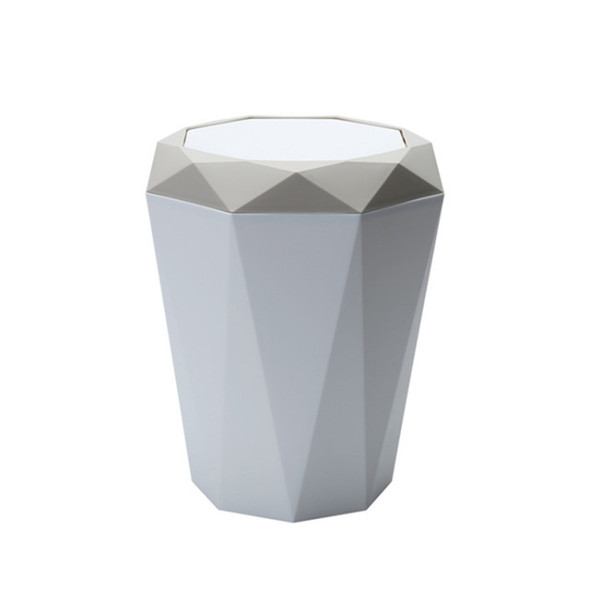 Living Room Desktop Mini Trash Can Diamond Shake Lid Trash Can, Size:L 28.6x25cm(Apricot)