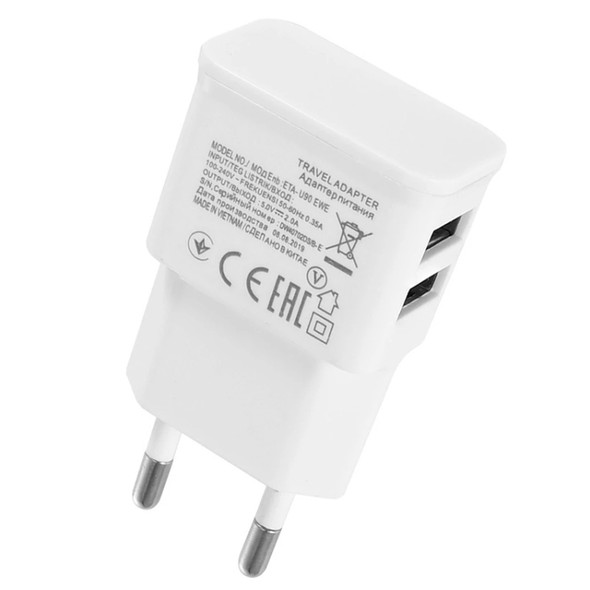 5V 2A + 1A Mini Dual USB Ports Charger Travel Adapter, For iPhone, Galaxy, Huawei, Xiaomi, LG, HTC, Sony, other Smartphones and Tablets(White)