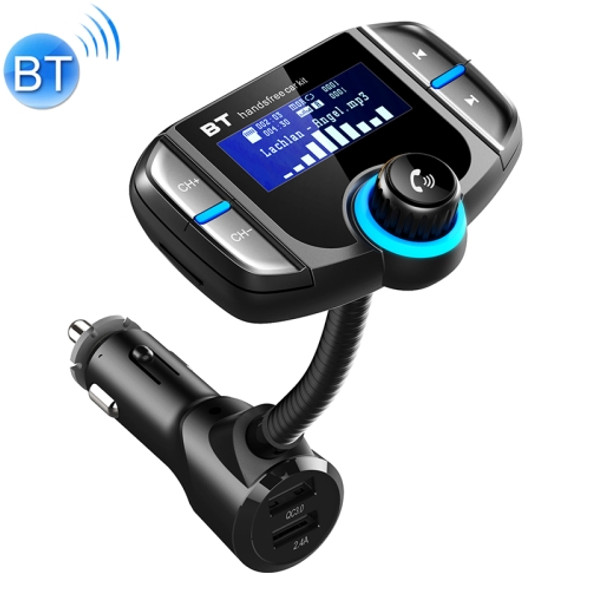 BT70 Smart Bluetooth 4.2 FM Transmitter QC3.0 Quick Charge MP3 Music Player Car Kit with 1.7 inch Screen, Support Hands-Free Call