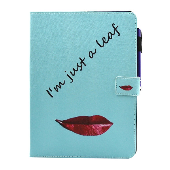 For Galaxy Tab A 9.7 / T550 Lips and Leaves Pattern Horizontal Flip Leather Case with Holder & Wallet & Card Slots & Sleep / Wake-up Function & Pen Slot