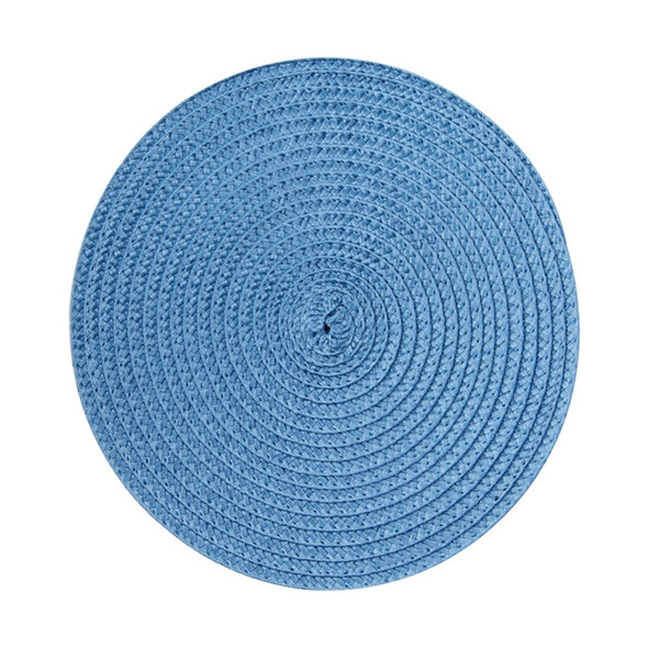 PP Environmentally Friendly Hand-woven Placemat Insulation Mat Decoration, Size:38cm(Blue)