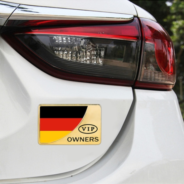 Universal Car German Flag Rectangle Shape VIP Metal Decorative Sticker (Gold)