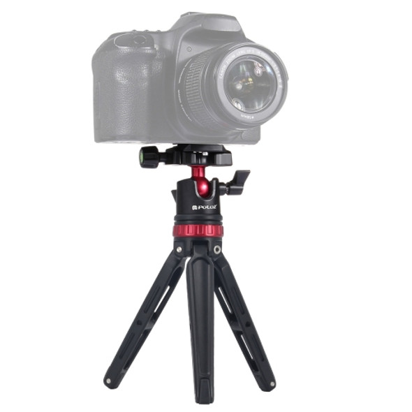 PULUZ Pocket Mini Adjustable Metal Desktop Tripod Mount with 360 Degree Ball Head for DSLR & Digital Cameras, Adjustable Height: 11-20.2cm(Red)