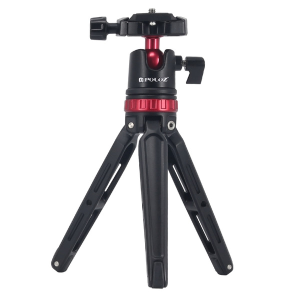 PULUZ Pocket Mini Adjustable Metal Desktop Tripod Mount with 360 Degree Ball Head for DSLR & Digital Cameras, Adjustable Height: 11-20.2cm(Red)