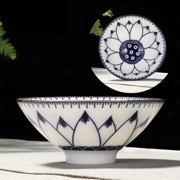 Household Hand-painted Ceramics Kung Fu Tea Set Teacup Tea Bowl, Size:Large(Hibiscus)