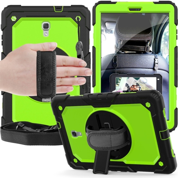 Shockproof Black Silica Gel + Colorful PC Protective Case for Galaxy Tab A 10.5 T590, with Holder & Shoulder Strap & Hand Strap & Pen Slot (Green)