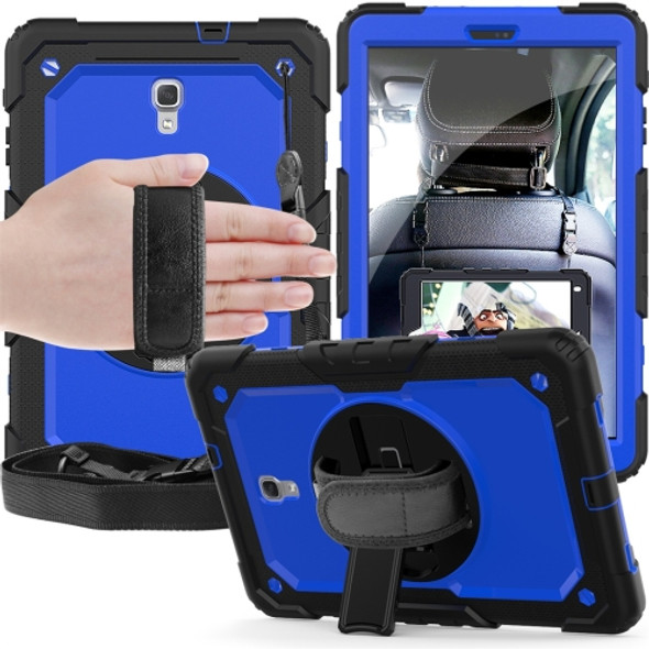 Shockproof Black Silica Gel + Colorful PC Protective Case for Galaxy Tab A 10.5 T590, with Holder & Shoulder Strap & Hand Strap & Pen Slot (Blue)