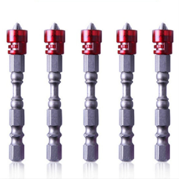 5 PCS  65mm Magnetic Coil Alloy Steel Cross Bit Single Head Electric Drill Electric Screwdriver Head(Red)