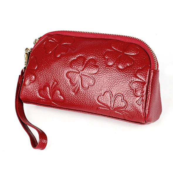 2026 Multifunctional Litchi Texture Women Large Capacity Hand Wallet Shell bag with Card Slots(Wine Red)