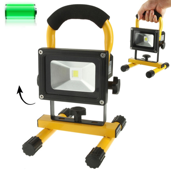 10W Portable LED Floodlight, Waterproof Rechargeable LED Floodlight with Bracket, DC 12/24V(Yellow)