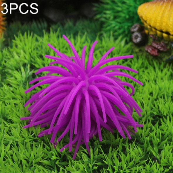 3 PCS Aquarium Articles Decoration TPR Simulation Sea Urchin Ball Coral, Size: S, Diameter: 7cm(Purple)