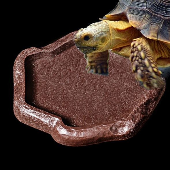 Lizard Resin Food Bowl Rock Reptile Drinking Tray, SIZE:14x12x1.6cm, Color:Brown