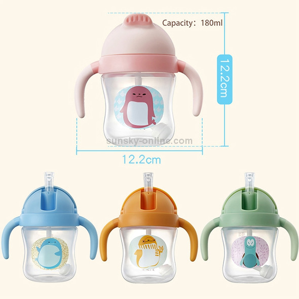 Food Grade Plastic Child Cute Sippy Water Bottle With Handle(Orange 180ml)