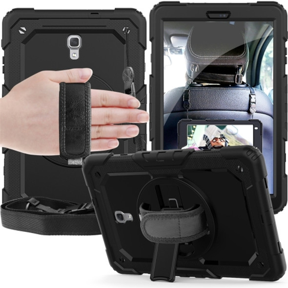 Shockproof Colorful Silica Gel + PC Protective Case for Galaxy Tab A 10.5 T590, with Holder & Shoulder Strap & Hand Strap & Pen Slot (Black)