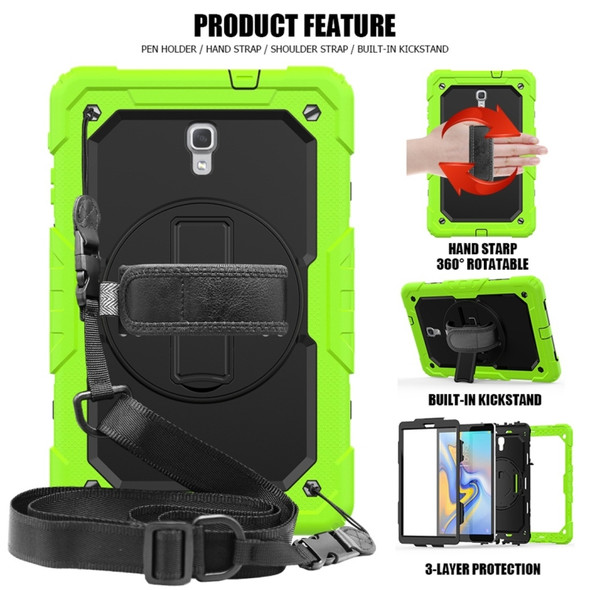 Shockproof Colorful Silica Gel + PC Protective Case for Galaxy Tab A 10.5 T590, with Holder & Shoulder Strap & Hand Strap & Pen Slot (Green)