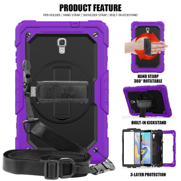 Shockproof Colorful Silica Gel + PC Protective Case for Galaxy Tab A 10.5 T590, with Holder & Shoulder Strap & Hand Strap & Pen Slot (Purple)