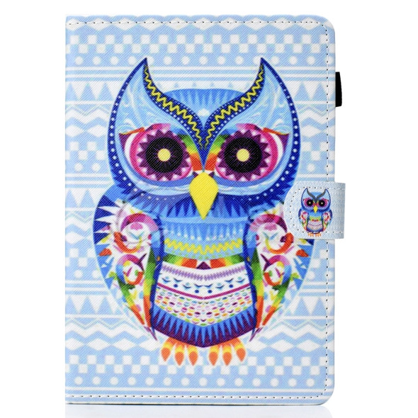 For Amazon Kindle Paperwhite 4 Colored Drawing Stitching Horizontal Flip Leather Case, with Holder & Card Slots(Colored Owl)