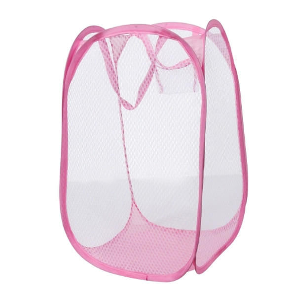 3 PCS Foldable Pop Up Wash Bag Laundry Basket Bag Hamper Mesh Storage Pueple Dirty Clothes Basket(Pink)