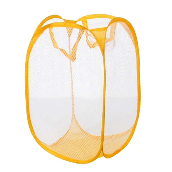 3 PCS Foldable Pop Up Wash Bag Laundry Basket Bag Hamper Mesh Storage Pueple Dirty Clothes Basket(Yellow)