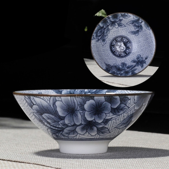 Household Hand-painted Ceramics Kung Fu Tea Set Teacup Tea Bowl, Size:Large(Blessing)