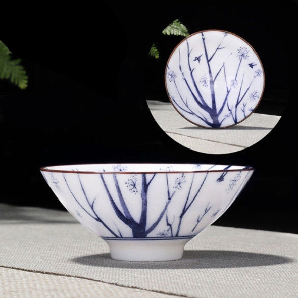 Household Hand-painted Ceramics Kung Fu Tea Set Teacup Tea Bowl, Size:Small(Snow Plum Blossom)