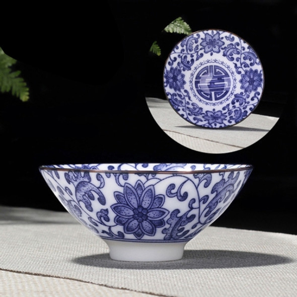 Household Hand-painted Ceramics Kung Fu Tea Set Teacup Tea Bowl, Size:Small(Lotus)