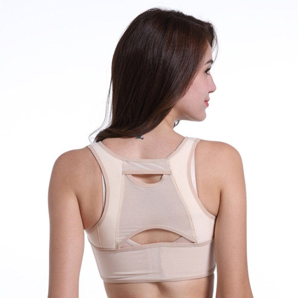 Women Chest Posture Corrector Body Shaper Corset Adjustable Shoulder Back Correct Belt, Siz:S(Skin Color)