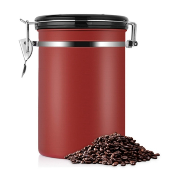 Coffee Container Stainless Steel Tea Storage Chests Black Kitchen Sotrage Canister Coffee Tea Caddies Teaware(Red)