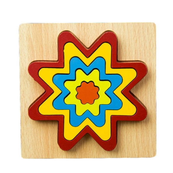 DIY Creative 3D Wooden Puzzle Geometry Shape Puzzle Children Educational Toys(Gear Shape)