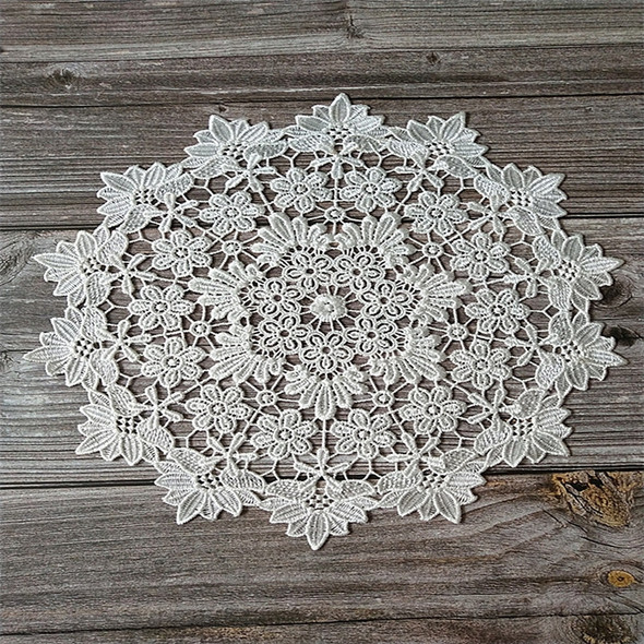 White lace embroidered placemat vase placemat placemat kitchen coffee table decorative pad Diameter 36cm(White)