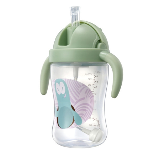 Food Grade Plastic Child Cute Sippy Water Bottle With Handle(Green 270ml)