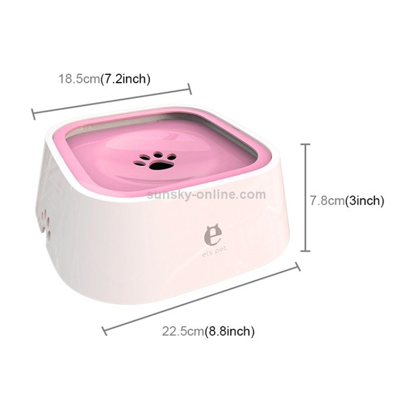 Pet Drinking Water Bowl Floating Not Wet Mouth Bowl Cat Dog Drinking Water Artifact(Pink)