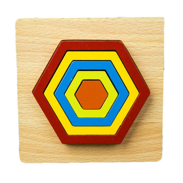 DIY Creative 3D Wooden Puzzle Geometry Shape Puzzle Children Educational Toys(Hexagon)