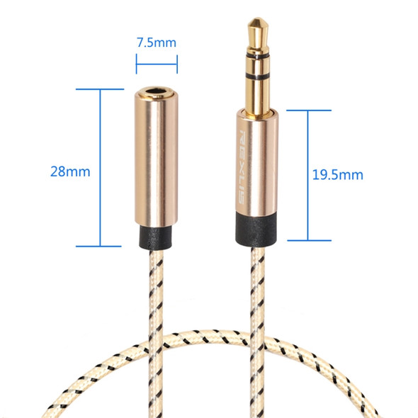 REXLIS 3596 3.5mm Male to Female Stereo Gold-plated Plug AUX / Earphone Cotton Braided Extension Cable for 3.5mm AUX Standard Digital Devices, Length: 0.5m