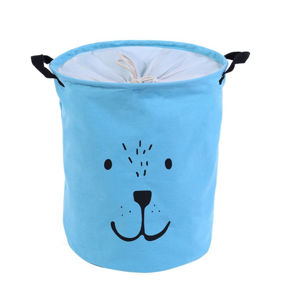 Cartoon Foldable Bucket Dirty Clothes Basket Storage Box(Sky blue)