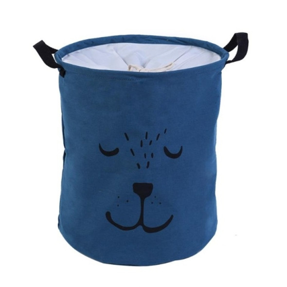 Cartoon Foldable Bucket Dirty Clothes Basket Storage Box(Deep Blue)