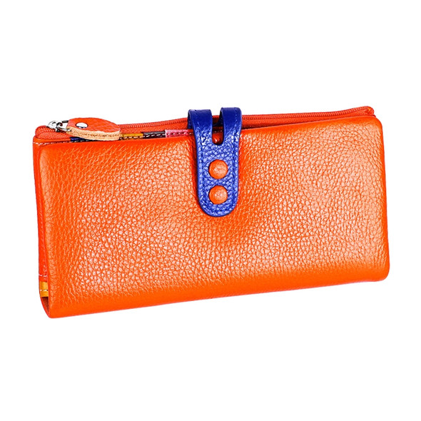 3572 Litchi Texture Leather Zipper Lady Wallet Large-capacity Purse(Orange)