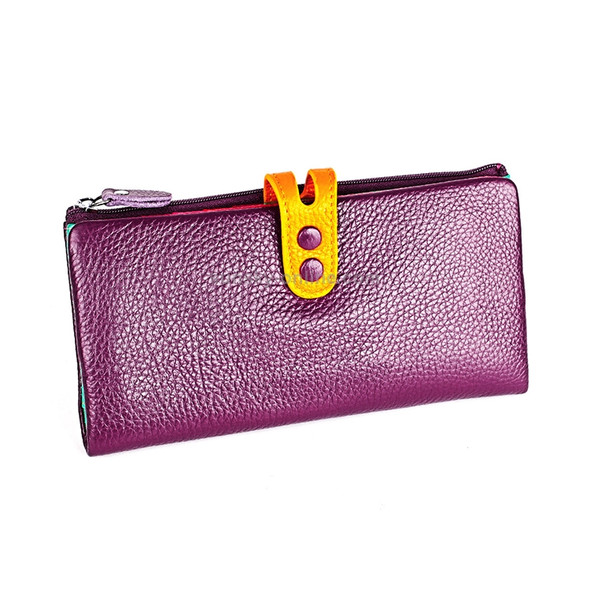 3572 Litchi Texture Leather Zipper Lady Wallet Large-capacity Purse(Purple)