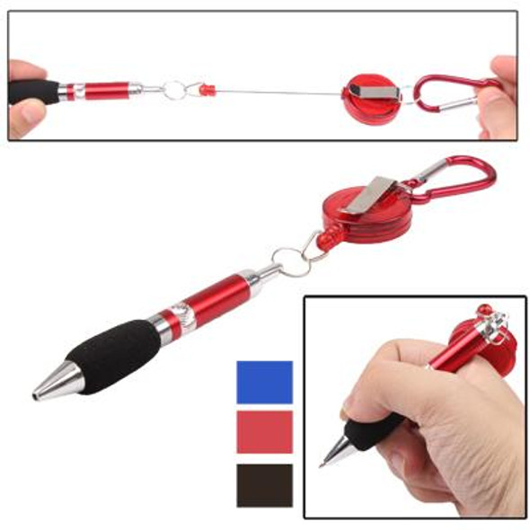 Funny Aluminum Shell Ball-point Pen Ball-pen with Retractable String & Clip (Random Color Delivery)