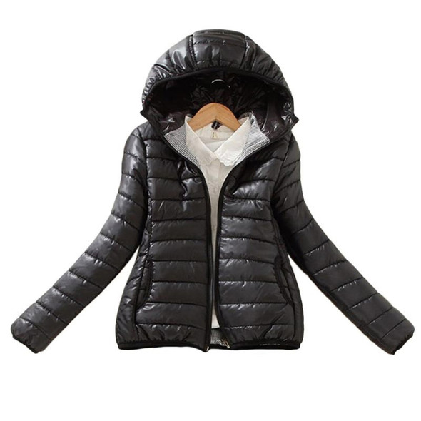 Warm Winter Parka Jacket Ladies Women Slim Short Coat, Size:XXL(Black)