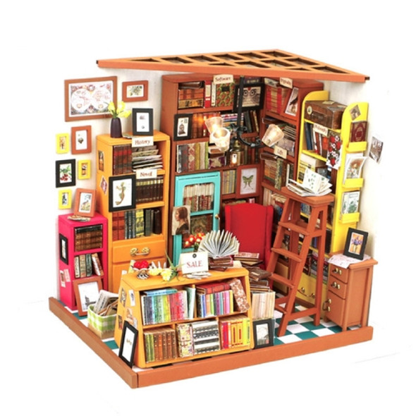 DIY Cottage Handmade Model Creative Assembled Art House, Style:Sam Bookstore