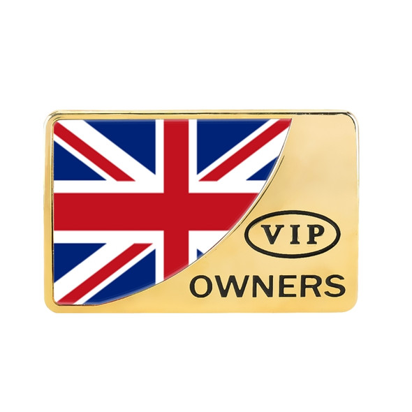 Universal Car UK Flag Rectangle Shape VIP Metal Decorative Sticker (Gold)