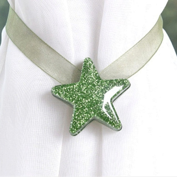 2 PCS Luck Star Magnetic Curtain Buckle Star Curtain Broach(Green )